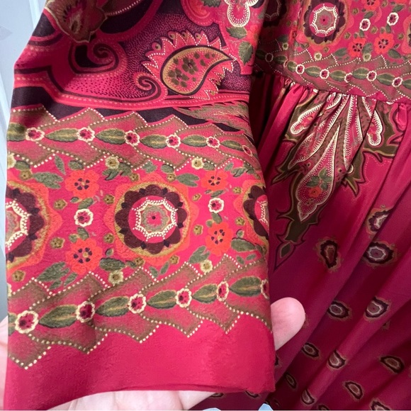Jerry Silverman by Saulino Rare Vintage 70’ women Red Paisley Dress size Medium - Picture 2 of 12